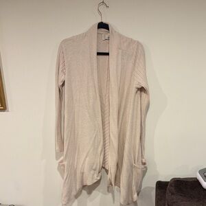 Women's Anthropologie Saturday Sunday Cream Open Front Cascade Cardigan Sweater